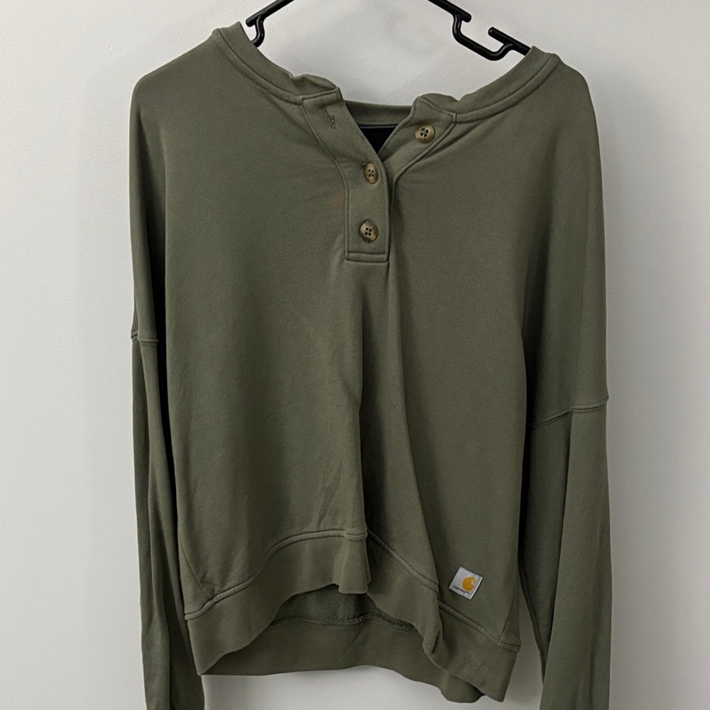 Carhartt Women's Sage Green Henley Sweatshirt